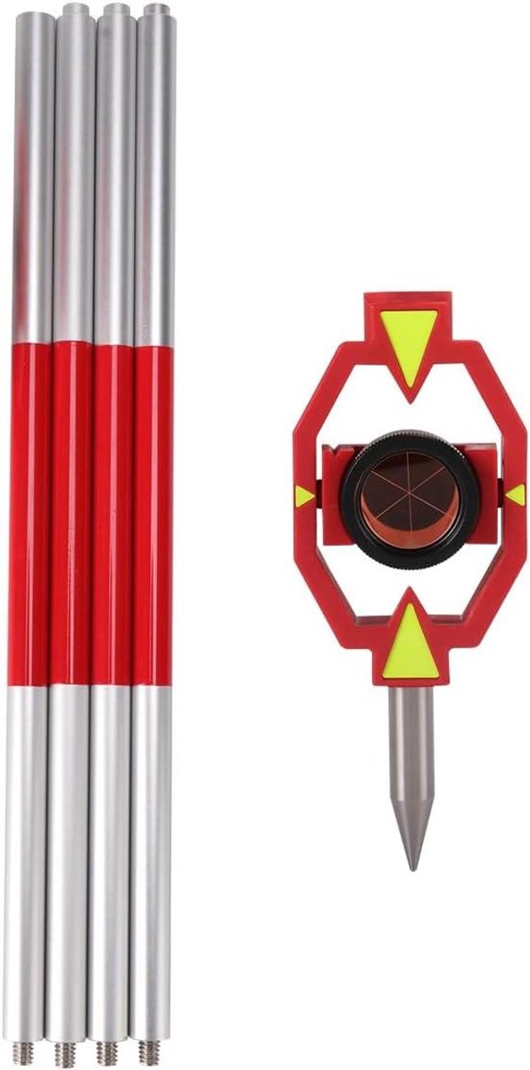 Mini Prisma - Meet Prisma - Terrein Meten - 17.5mm Offset - 1.2m Lengte - Rood