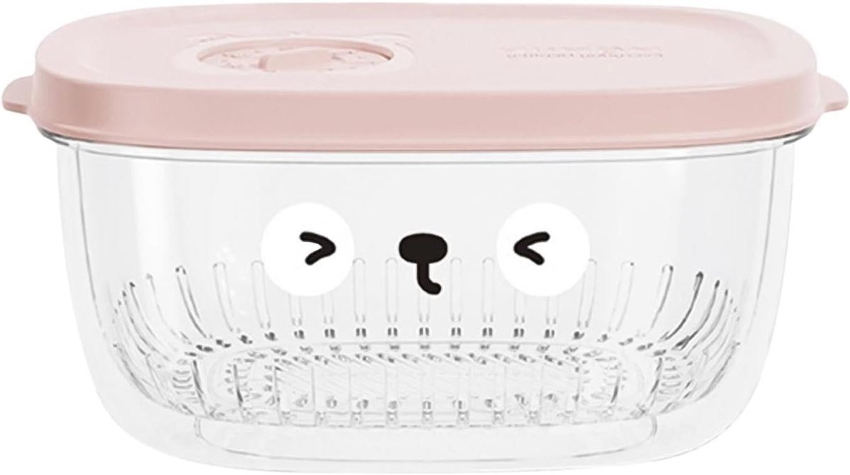 Koelkast Opslagcontainers - Voedsel Bewaarbakjes - Keuken Organiseren - Innovatief Drainage Systeem - 15 x 7 cm - Roze