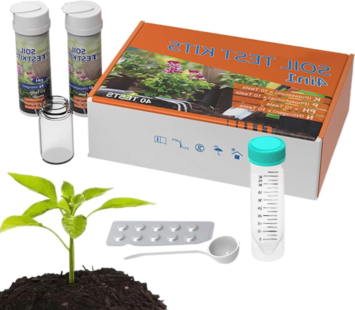 Bodem Tester - Voedingsstof Analysator - Planten Groei Optimaliseren - 4 Parameters Testen - 40 Tests Totaal - Niet Gespecificeerd