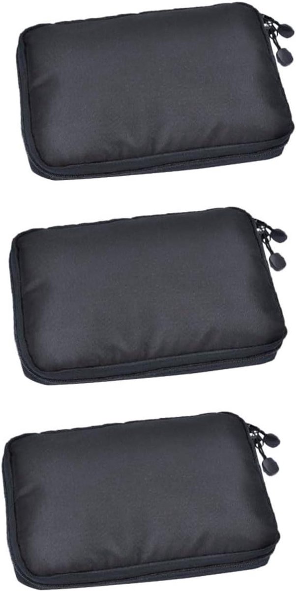 Opbergtas Kabels - Digitale Organizer - Reis Accessoires - Waterdichte Nylon - 3 Stuks - Zwart