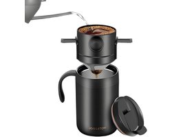 Draagbaar Koffiezetapparaat - Reis Koffiezetter - Koffie Onderweg - Vacuüm Geïsoleerd - 15 cm - Roestvrij Staal