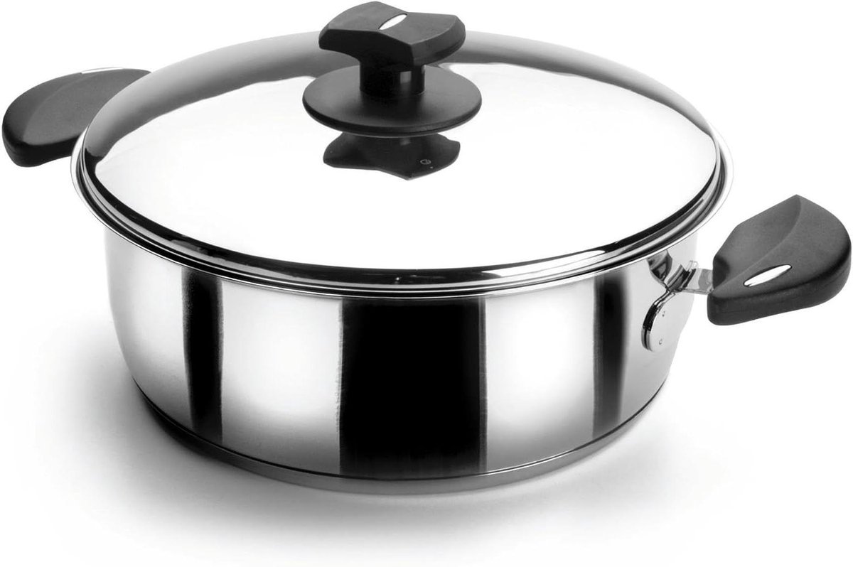 Soeppan - Ronde schotel - Gerechten bereiden - Sandwich thermodifuser bodem - 28 cm - Zilver
