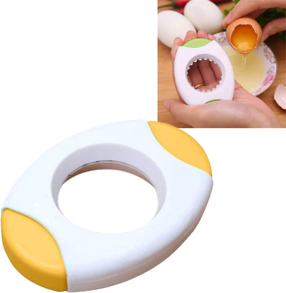 Keuken Ei Opener - Ei Topper - Eieren Snijden - Roestvrij Staal - 8.3 x 5.7 cm - Geel