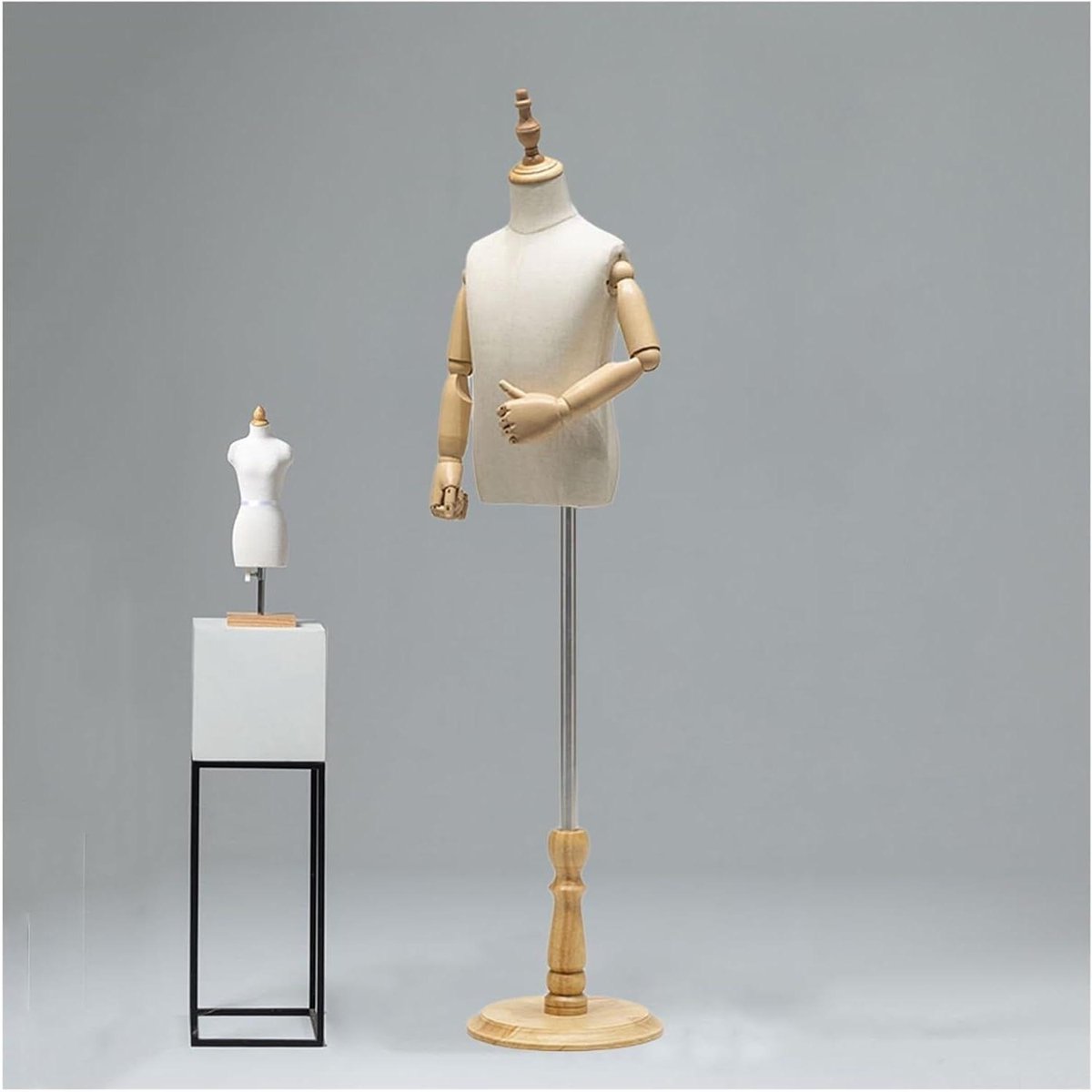 Kinder Paspop - Etalagepop Kind Kinder Torso - Kleding Presenteren - Verstelbare Hoogte - 88 cm - 135 cm - Beige