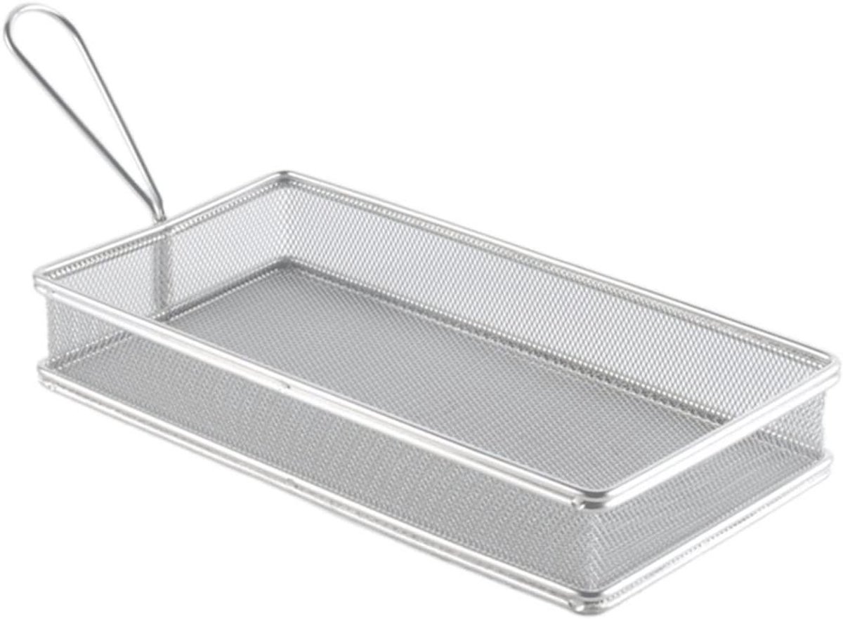 Frietmandje RVS - Frituurmandje Zeef - Frituren en Afgieten - Dubbellaags Frame - Zie maattabel - Zilverkleurig
