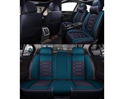 Universele Stoelhoezen - Autostoelhoezen Set - Auto Interieur Beschermen - Waterdicht PU Leer - 5-zits Set - Zwart Blauw
