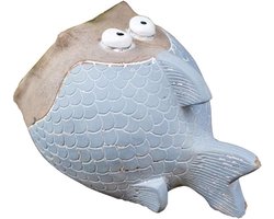 Plantenbak Vis - Betonnen pot - Planten decoreren - Uniek ontwerp - 20x12x12.5cm - Blauw