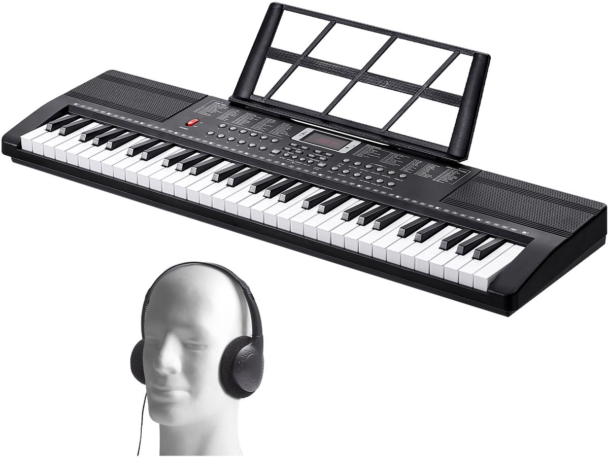 NAVOBIZ - Keyboard - Piano - Pianoklavier - 61 toetsen - Dubbele luidsprekers - 80 demo nummers - Verstelbaar standaard - 600 tonen