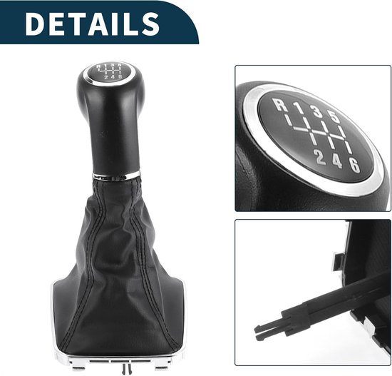 Schakelknop met Afdekking - Pookknop Versnellingspook - Soepel Schakelen - 6 Versnellingen Nauwkeurig - 1 Stuk - Zwart Chroom Zilver van Merkloos — afbeelding 5