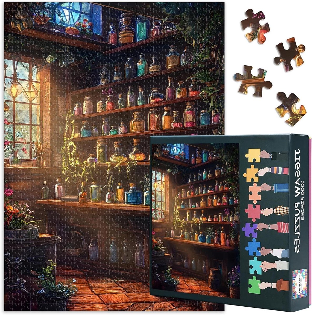 Legpuzzel 1000 stukjes - Puzzel volwassenen - Ontspannen tijdverdrijf - Kleurrijk fles ontwerp - 70 x 50 cm - Multicolor