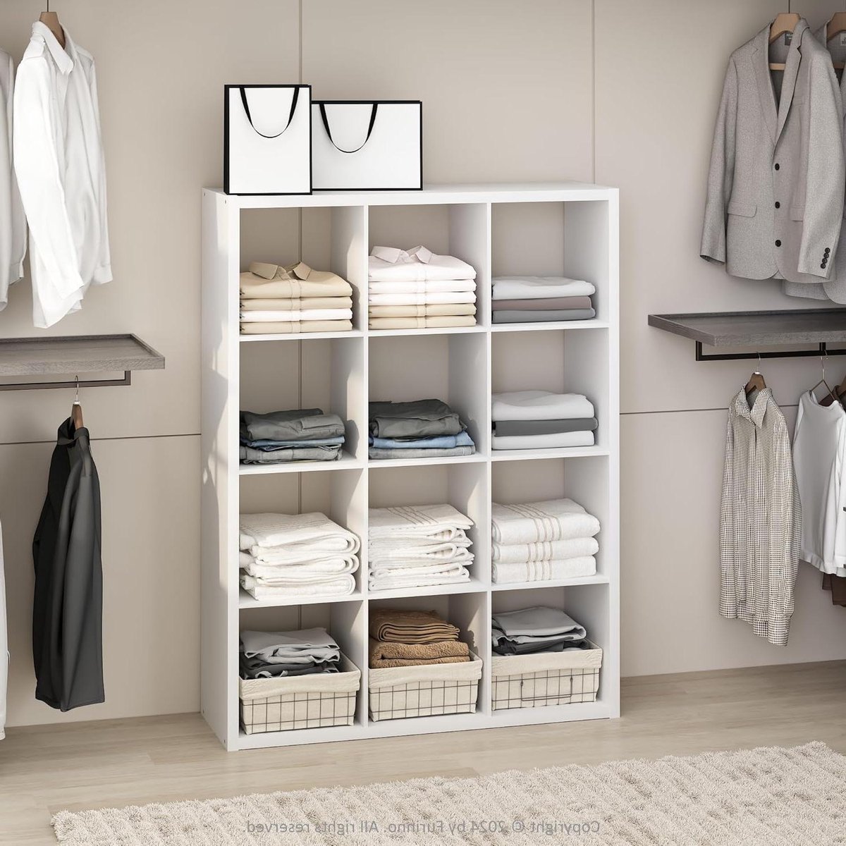 Opbergkast Kubussen - Kast Organizer - Kleding Opbergen - Open Rug Design - 1113 x 1473 cm - Wit