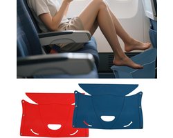 2pcs Travel Footrest voor Airplane Flights - Blauwe Rode Draagbare Vliegtuig Voetensteun - Vouwbare Voeten Leg Rust om je Voeten te Ontspannen - Reisaccessoires voor Lange Vluchten