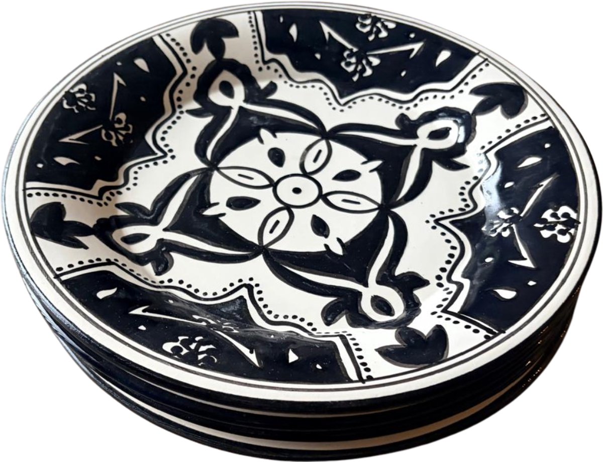 Set van 4 borden Black Fond Ø 24 cm | PB.BF.24 | Dishes & Deco
