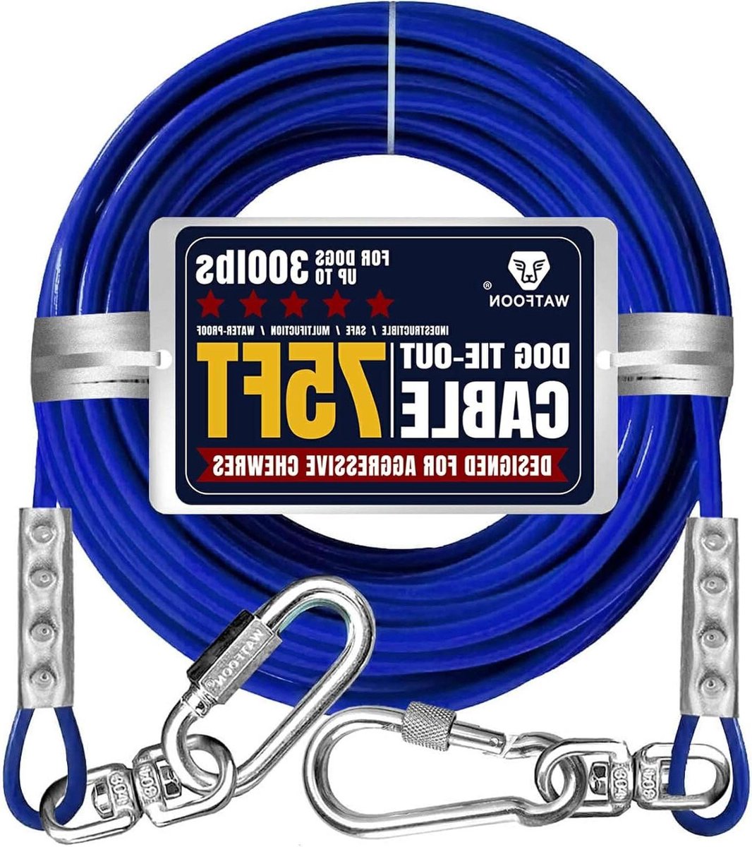Uitbindkabel Hond - Hondenlijn Trolley - Buiten Beveiligen - Roestvrij Staal 360° Gesp - 229 meter - Blauw