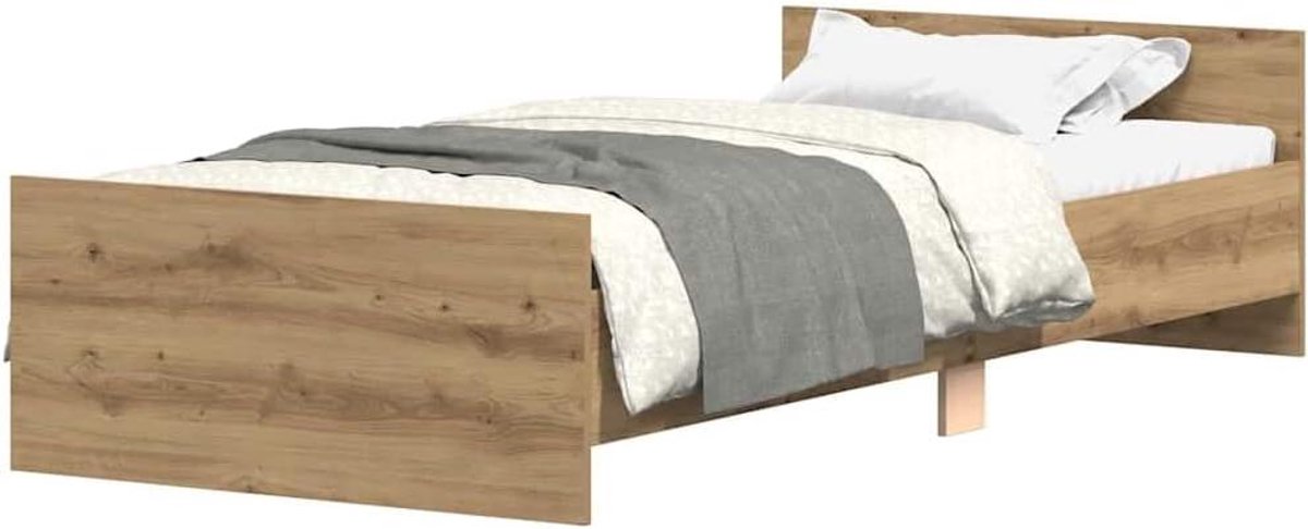 Bedframe met Lattenbodem - Houten Bedframe - Goede Nachtrust - Hoofd- en Voeteneinde - 90 x 200 cm - Eikenkleurig