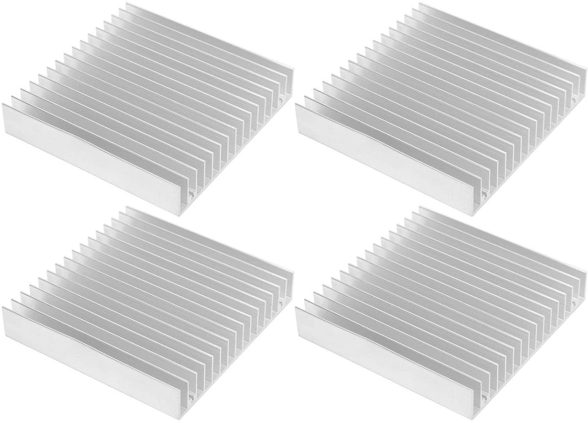 Aluminium Koellichamen - Koelplaten Vinnen - Elektronica Koelen - Gegroefde Fijne Tanden - 100 x 100 x 18 mm - Wit