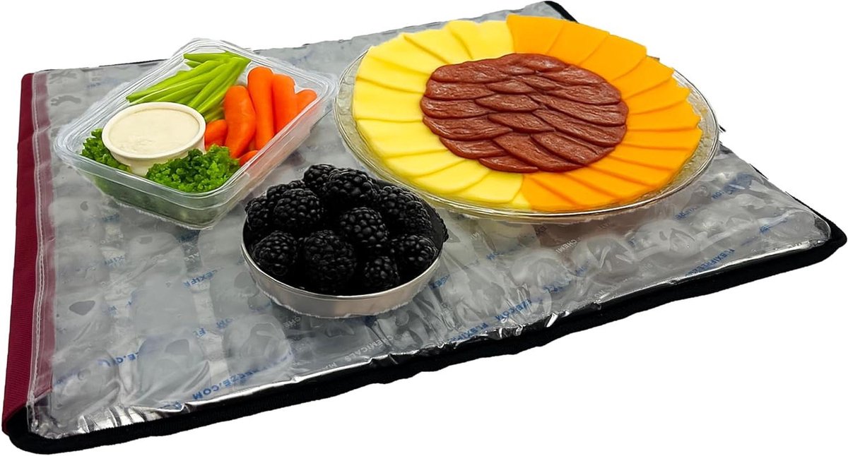Party Mat Chiller - Buffet Koeler Serveer - Eten Koud Houden - Geen IJsmors - 48 x 38 cm - Rood