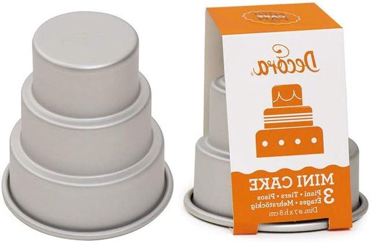 Mini Taartvorm - Bruiloft Toren - Taarten Bakken - Geanodiseerd Aluminium - 3 Koppen - Zilver
