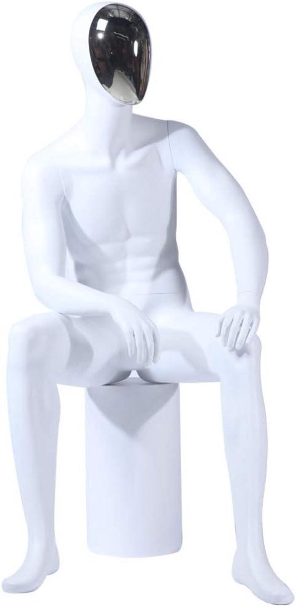 Mannequin Hoofd en Handen - Vitrinepop Display - Kleding Presenteren - Abstract Gelakt Design - 190cm Man 178cm Vrouw