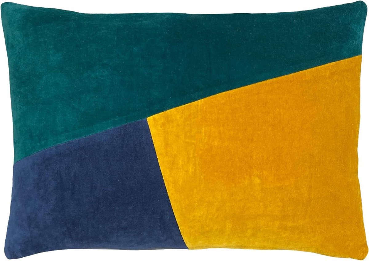 Decoratief Kussen - Sierkussen Kussenhoes - Woonkamer Decoreren - Geometrische Print - 40 x 60 cm - Smaragd Oker Marine