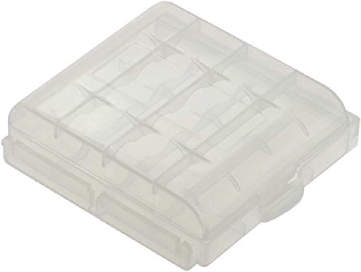 Batterijbox - Accubox Opbergdoos - Batterijen Ordenen - Voor AA en AAA - 67 x 61 x 17 mm - transparant