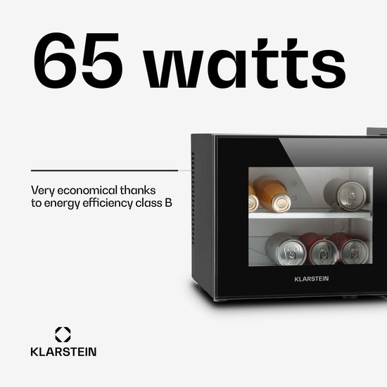Klarstein Mini-Koelkast Frosty 10L 65W Zwart - Minikoelkast Drankkoeler Hotelkoelkast,8L 30 dB - voor Hotelkamer voor Kantoor voor Slaapkamer - LED-Binnenverlichting Glasdeur Stil - Mini Fridge - Kleine Koelkast - Compact Koelkast van Klarstein — afbeelding 4