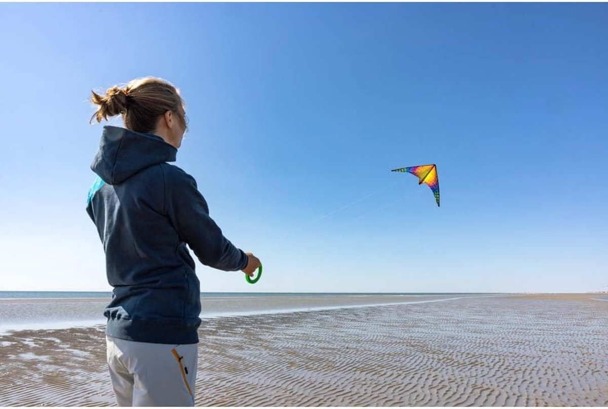 Stuntvlieger Delta - Beginnersvlieger Vlieger - Buiten Spelen - Sterk Ripstop Materiaal - 115 x 45 cm - Regenboog