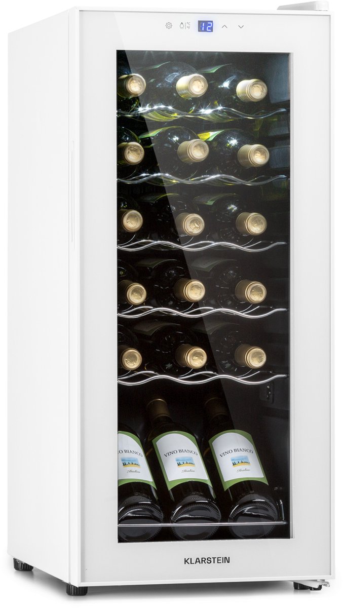 Klarstein Wijnkoeler Wijnkoelkast 1 Zone – Vrijstaande Wijnklimaatkast 50L – Compacte Drankenkoelkast met Glazen Deur – Binnen/Buiten Gebruik – voor 18 Flessen - 45 cm - voor Bar - Wijnkast - Wine Cooler - Wine Fridge – foto 3