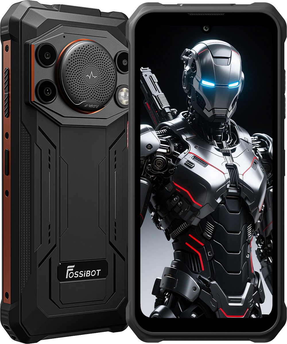 FOSSiBOT F110PRO Robuuste Smartphone - Dual SIM - 8GB RAM - 128GB ROM - 10000mAh - 6,745 inch HD+ IPS Scherm - IP68 Waterdicht Telefoon -Android 15- GPS,NFC,OTG -zwart, oranje
