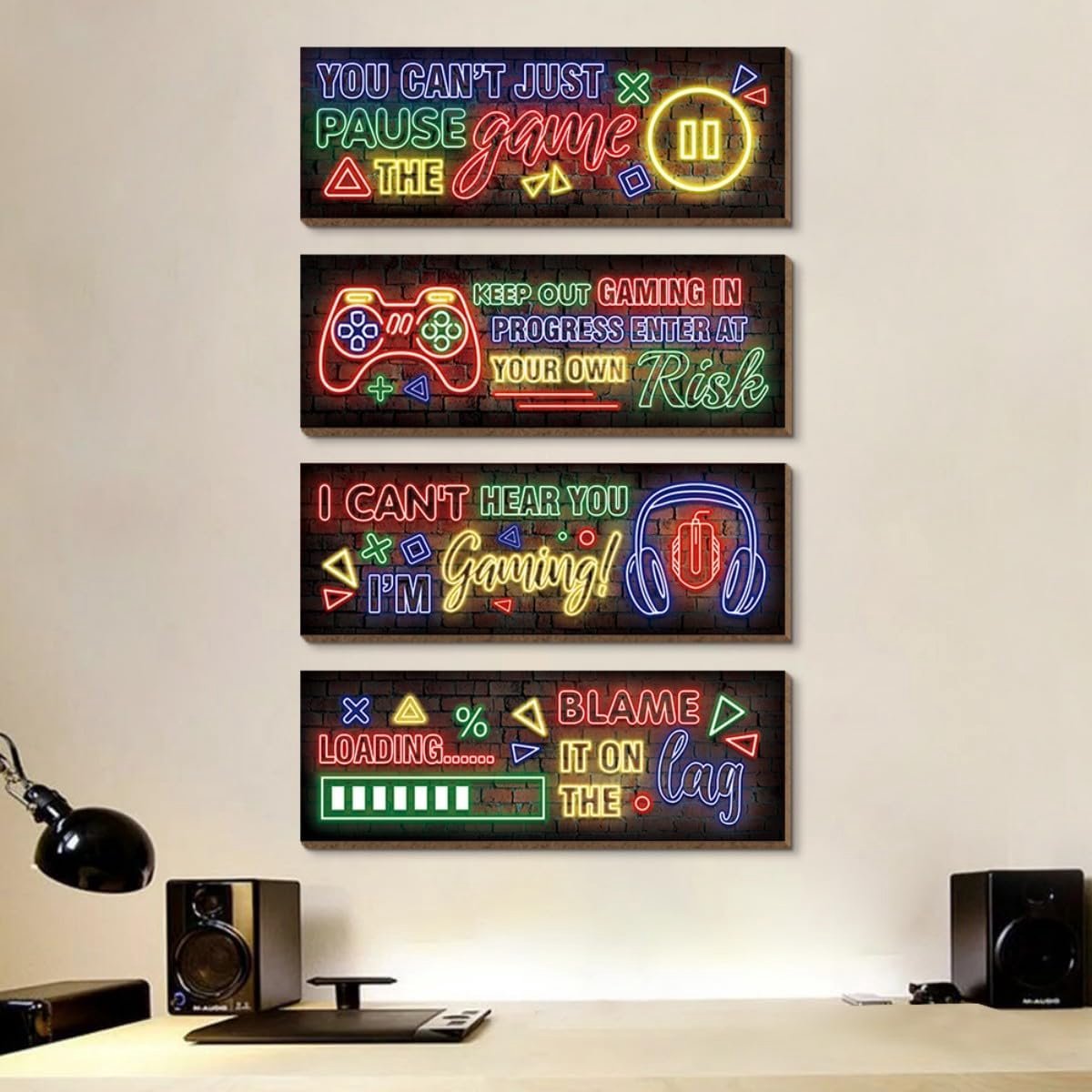 Gaming Houten Borden - Wanddecoratie Gamer - Speelkamer Inrichten - Neon Game Thema - 10 x 29 cm - Neon A — cadeau in Wonen & Interieur - foto 7