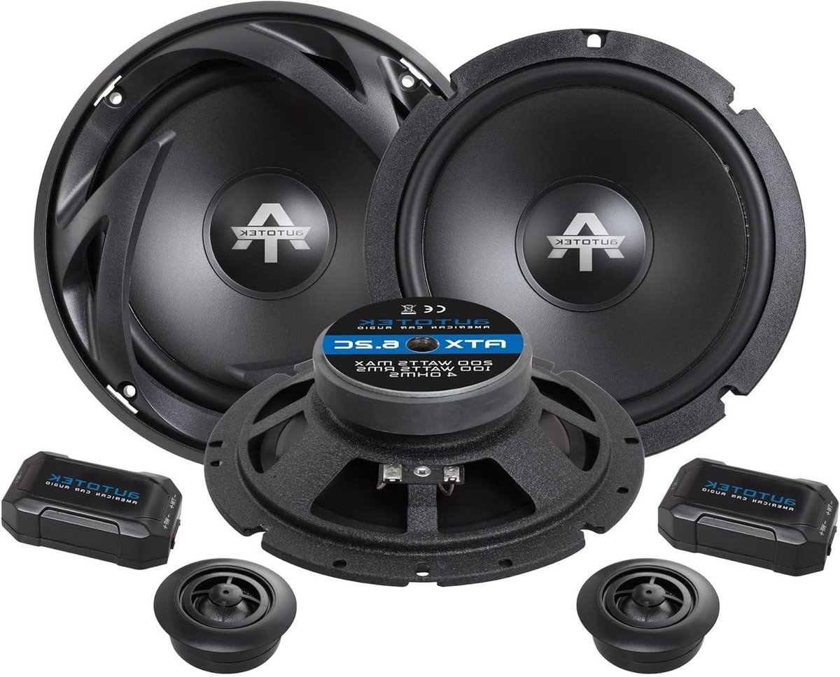 Inbouwluidsprekerset Auto - Autoluidsprekersysteem Plat - Auto Audio Verbeteren - Slechts 44mm Inbouwdiepte - 16 cm - Zwart