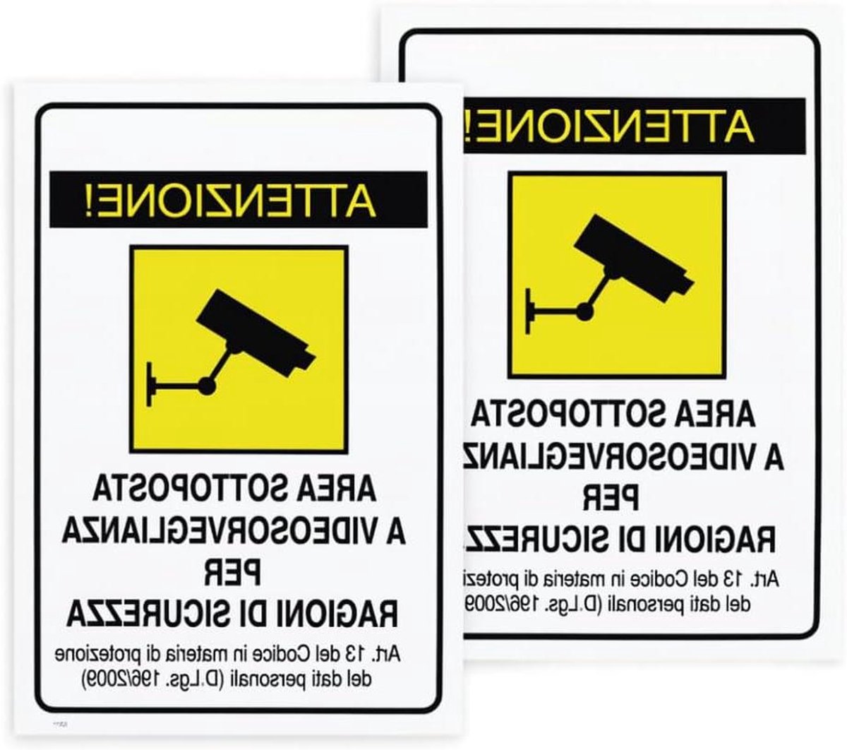 Videobewakingsborden Set - Veiligheidsschild Camera - Afschrikken Indringers - Dubbelzijdig Bevestigen - 30x20 cm - Wit