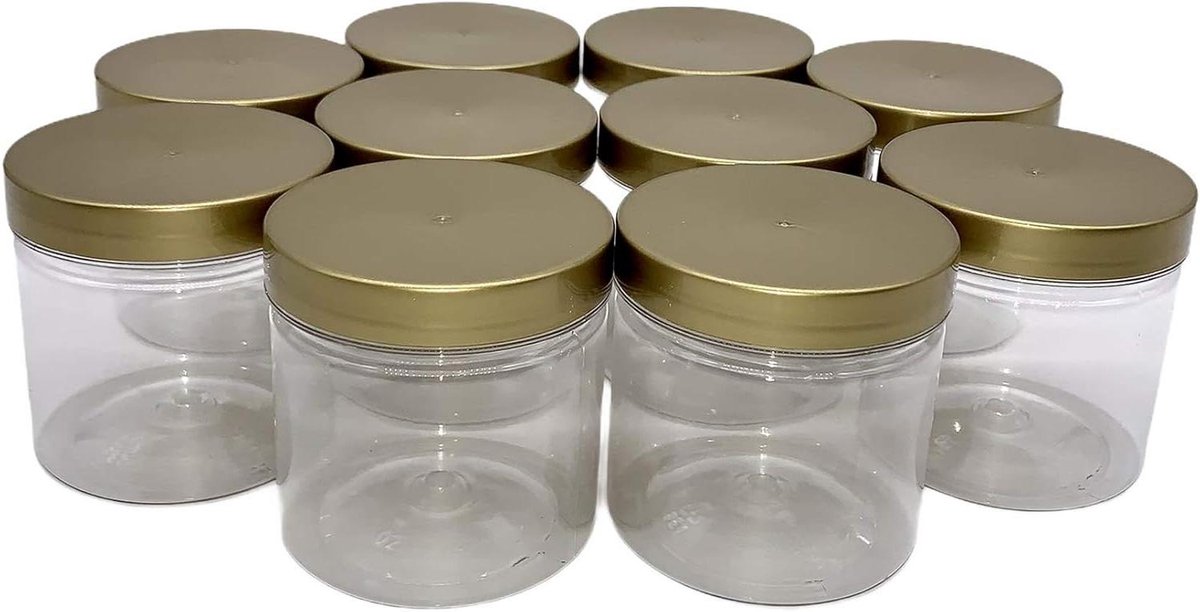 Opbergpotten Plastic - Potjes Keuken - Voedsel Opslag - Luchtdicht Breukvast - 10 x 250ml - Goud