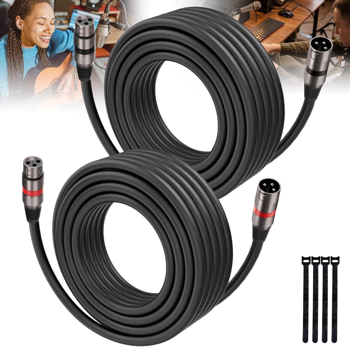 XLR Kabels - Microfoon SNOER - Muziek Opnemen - Zelfvergrendelend Ontwerp - 8 m - Zwart