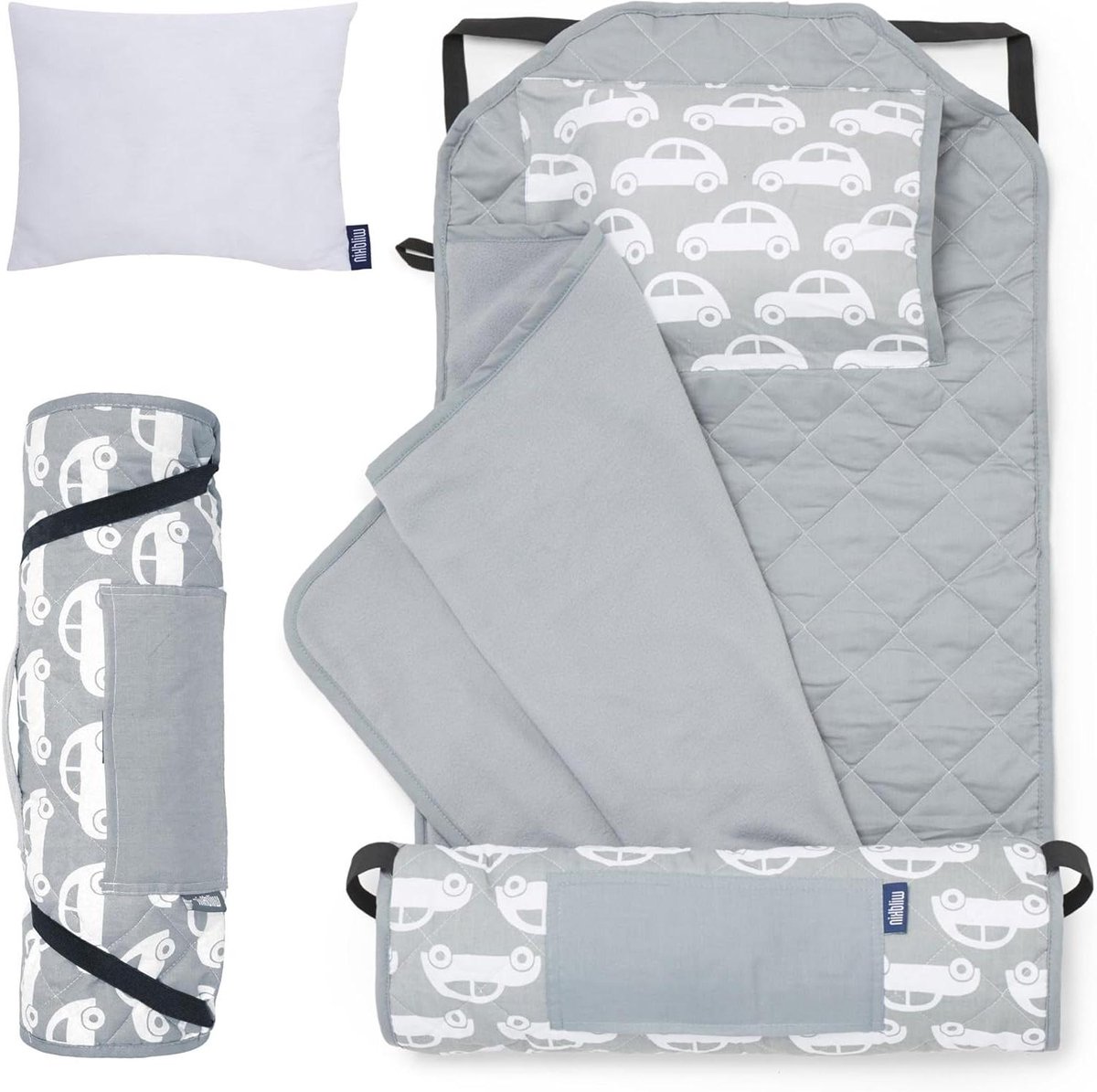 Kinder Nap Mat - Slaapmat Peuters - Kinderdagverblijf & School - Inclusief Kussen - 126 x 51 cm - Blauw