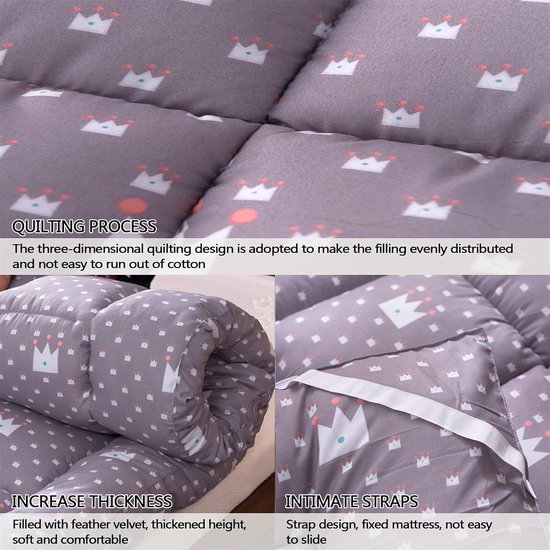 Japanse Opvouwbare Matras - Futon Slaapmat - Comfortabel Slapen - Drie dimensionaal Quilted Design - 120cmx200cm - Crown van Merkloos — afbeelding 5