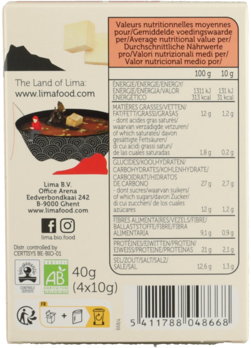 Lima Instant Miso Soup Wakame & Tofu 40GR