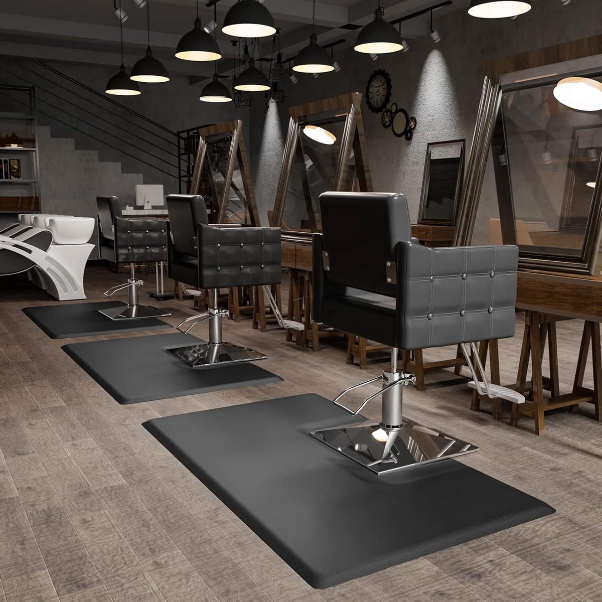 Kapper Vloermat - Anti Vermoeidheid Mat - Stylist Staan - Ergonomisch Schuimgevoerd Ontwerp - 3x5 voet - Zwart