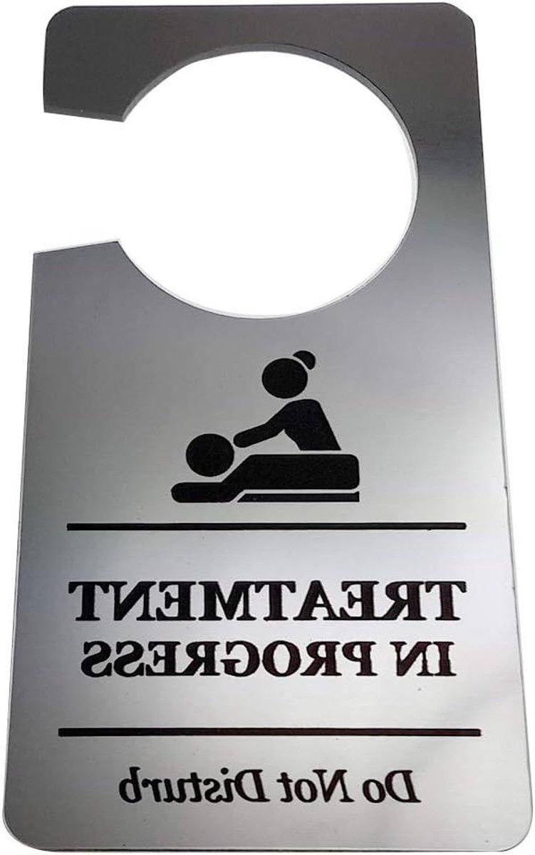 Deurhanger Niet Storen - Behandelingsbord Deur - Rust Garanderen - Metallic Zilver Effect - 145 mm x 75 mm - Zilver