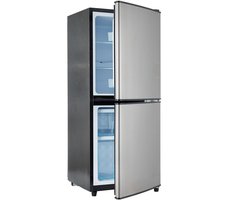 Gutent-Minikoelkast - 106L totaal - 60L koel en 46L vries - 7 temperaturen - LED-verlichting - Zilver en Zwart