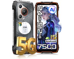 Blackview BL7000 Robuuste Smartphone 5G - 6.78 inch - Android 15 - 24GB RAM - 512GB ROM - 50MP Camera - 7500mAh met 33W Adapter - IP68 Waterdicht - NFC OTG GPS FM - Oranje