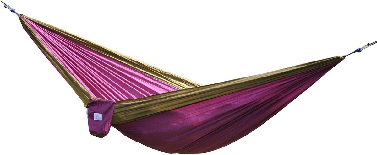Draagbare Hangmat - Reishangmat Camping - Ontspannen Buiten - Snel Drogen Nylon - 295 x 198 cm - Bruin Paars