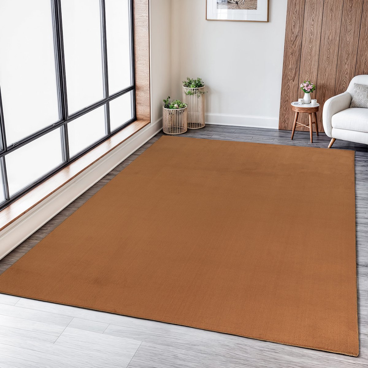 Relax Samba - Wasbaar Effen Vloerkleed - Uni Tapijt - Goud- 140x200 CM