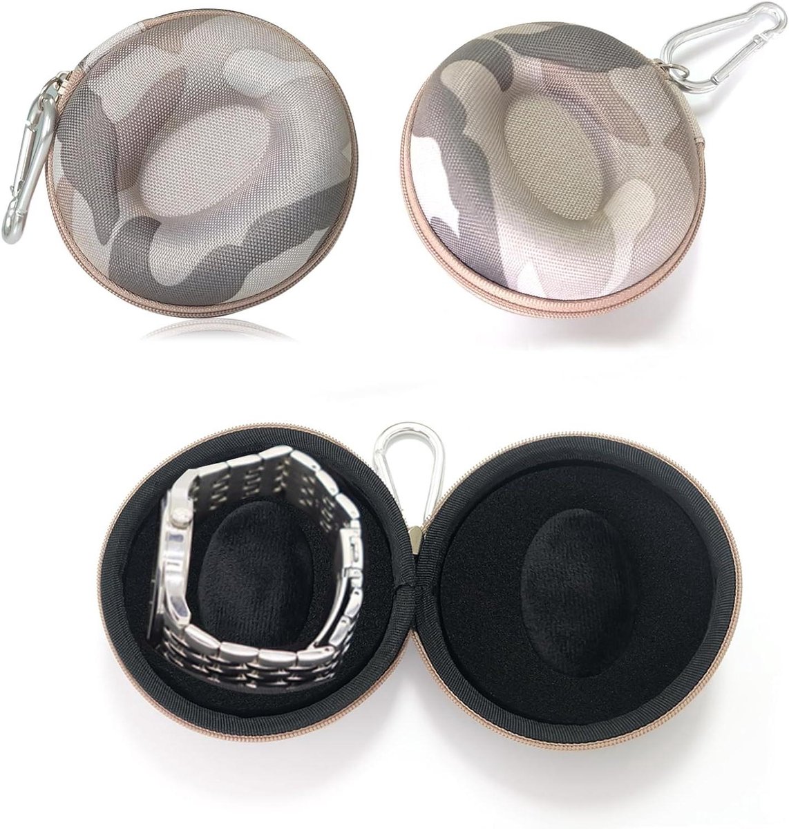 Draagbare Horloge Box - Horloge Koffer - Horloges Beschermen - Dubbel Pak - 10 x 9.5 cm - Camouflage