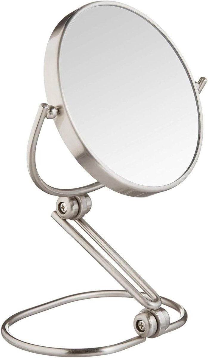Opvouwbare Reisspiegel - Make-up Spiegel - Onderweg Verzorgen - 10x Vergroting Tweezijdig - 14 cm Diameter - Nikkel