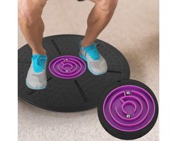 Paarse Labyrint Wobble Balance Board voor Yoga, Fitness en Stabiliteitstraining, Sterk Oefenbord met 360° Rotatie en 150 kg Draagvermogen voor Verbeterde Balans en Coördinatie
