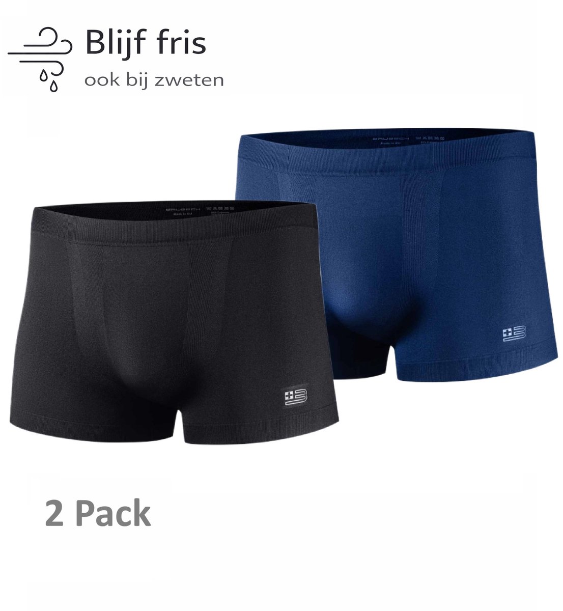 Brubeck B-LIGHT Heren Sportondergoed 2-Pack – Naadloze Boxershort – Hardlopen, Wandelen en Reizen