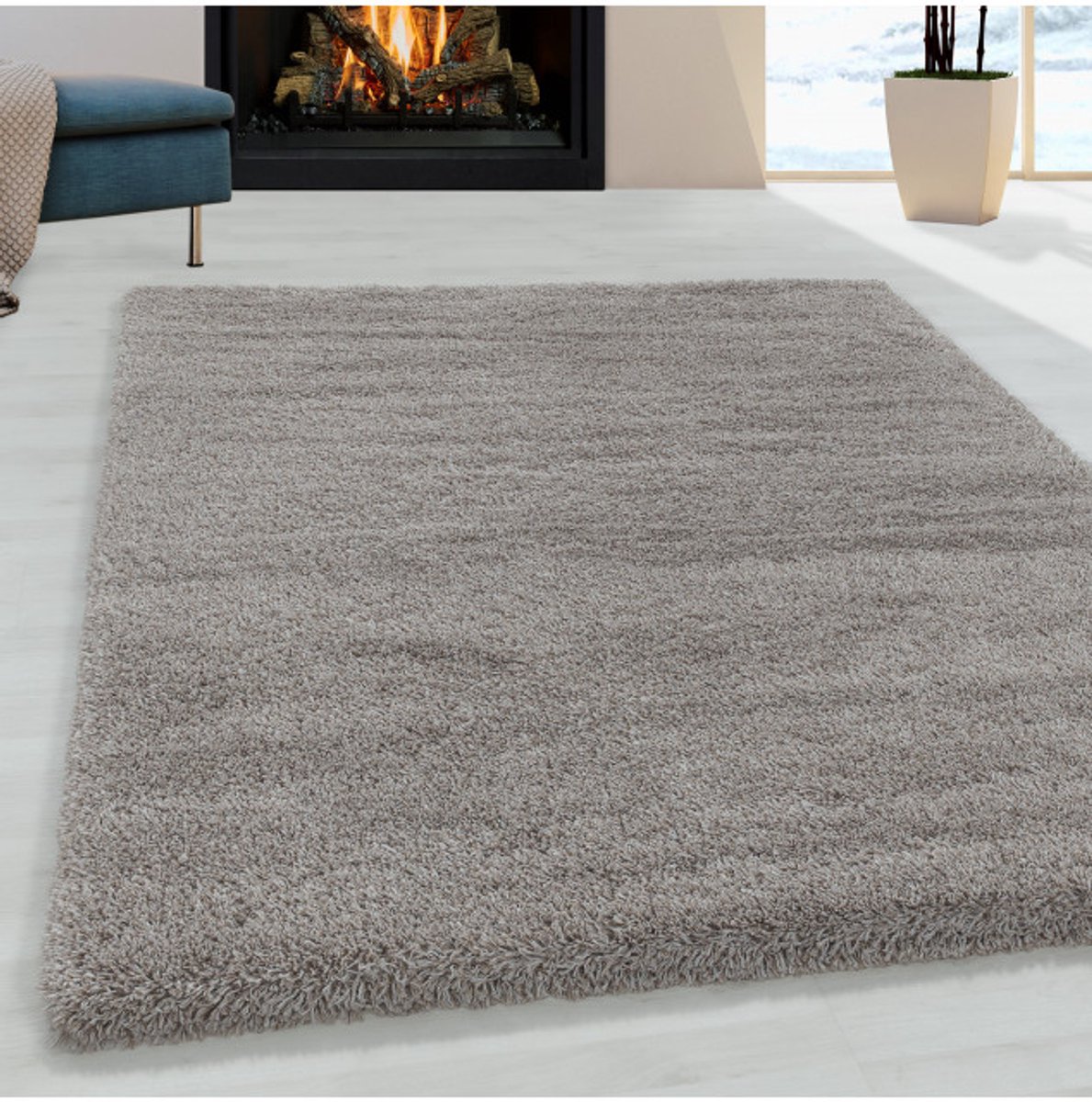 TapisTrend Harig tapijt Beige 80x250 cm Hoogpolig vloerkleed voor de woonkamer, aangenaam zacht vloerkleed voor de slaapkamer