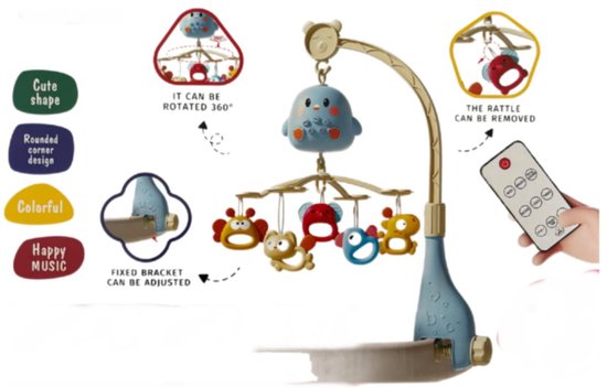 Muziekmobiel - Baby - Muziekdoos - Blauw - Afstandsbediening - Timerfunctie