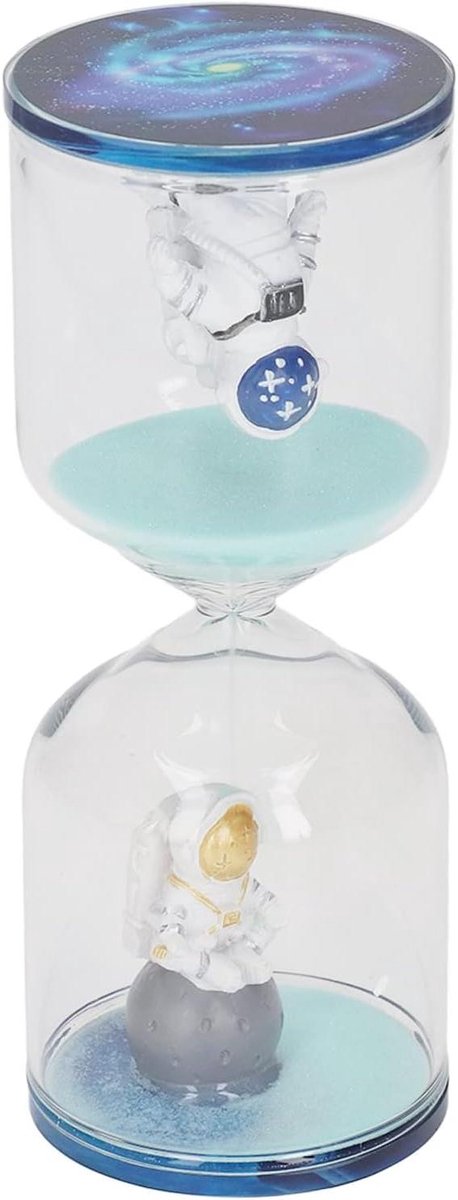 Zandloper Timer - Zandloper Glas - Tijd Beheer - Ruimtevaarder Design - 10 Minuten - Cyaan